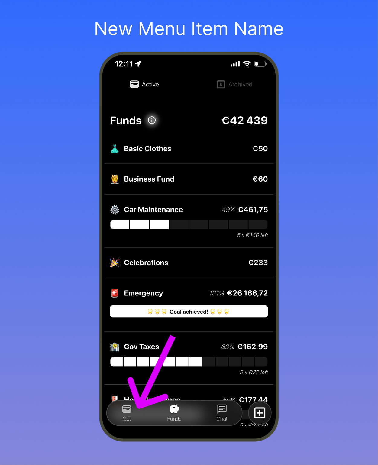 Home tab showing the current month